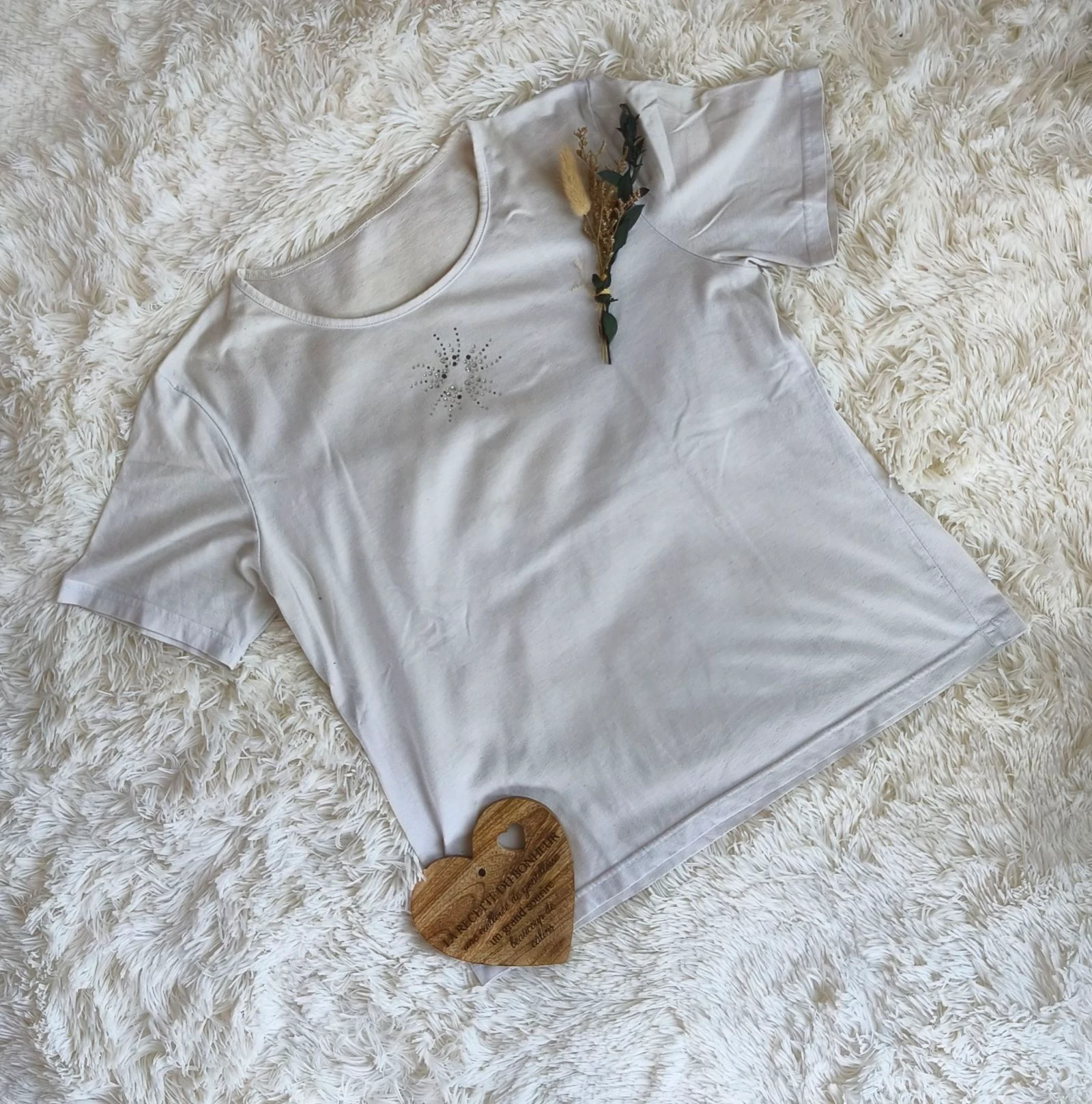 🤍 camiseta de manga corta blanca para mujer T38 🤍 – photo 2